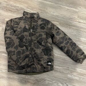 The North Face Green and Black Camouflage Jacket